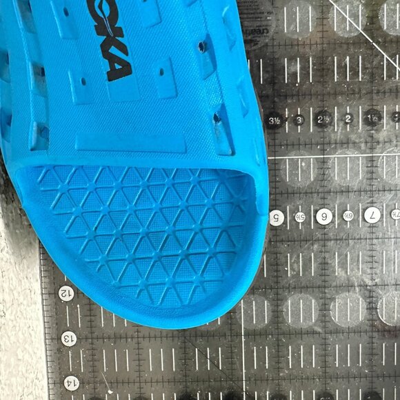 Hoka One One Ora Recovery Men Size 12 Blue Black Rubber Slide Comfort Sandal - Picture 12 of 12
